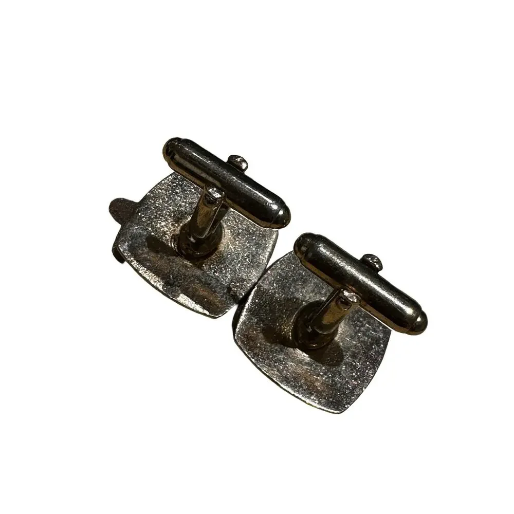 Vintage Gold and Red Square Cuff Links